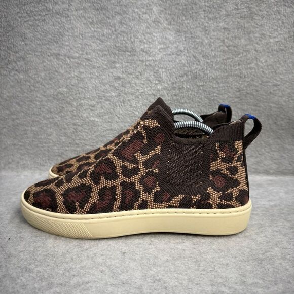Rothys Shoes Womens Size 6 Leopard Print Brown & Tan High Top Casual Sneakers - Picture 1 of 10